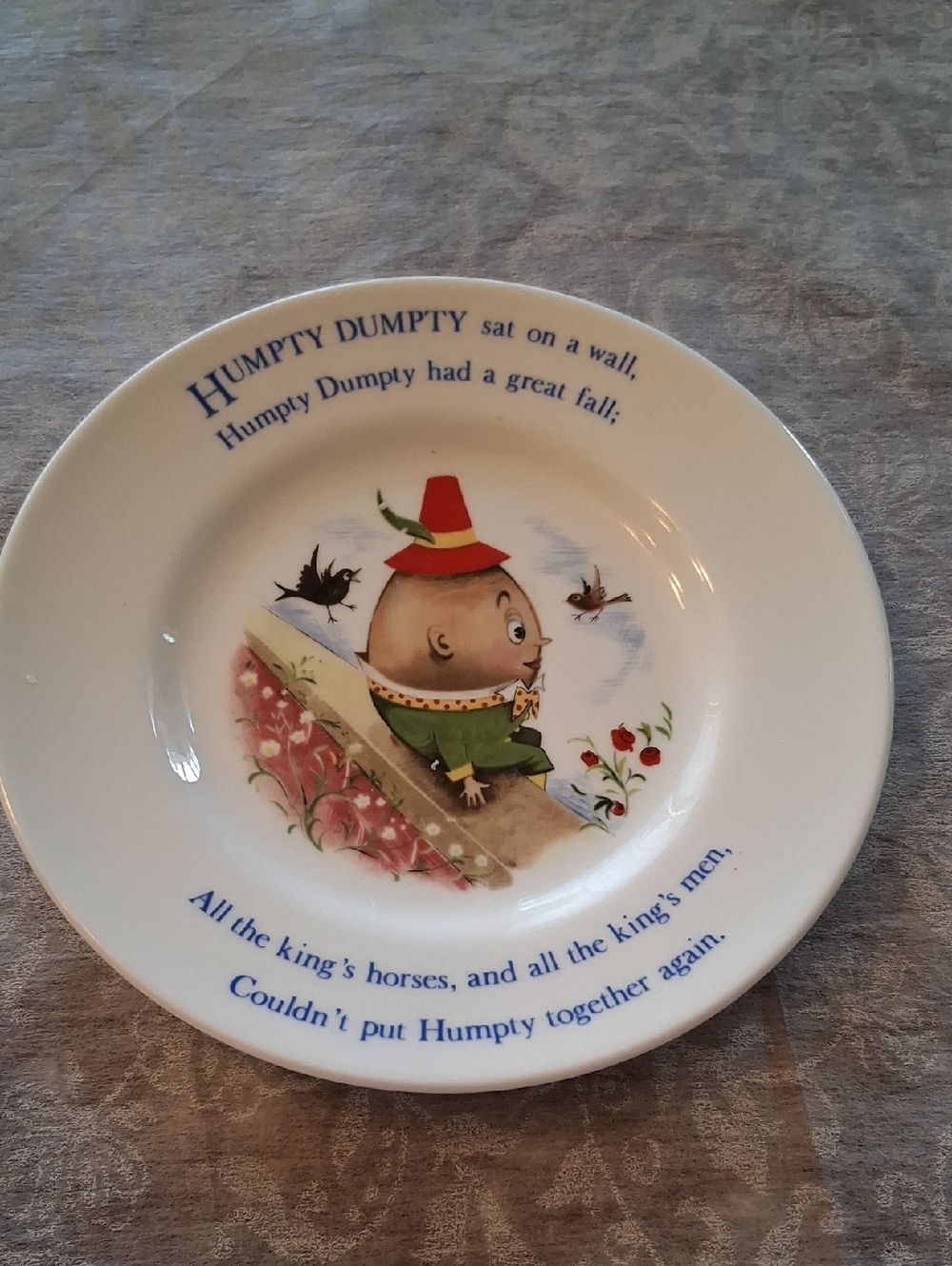 Humpty Dumpty Decorative Children's Plate - White with Multicolor Illustration